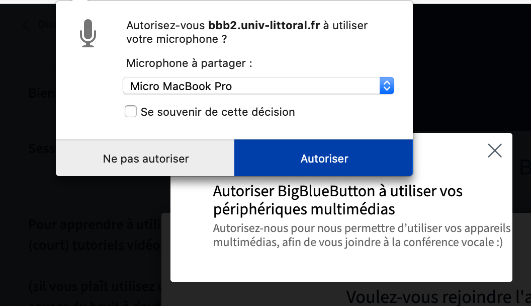 autorisation d'utiliser le micro
